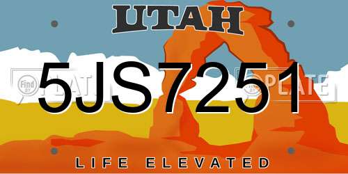 5JS7251 Utah License Plate