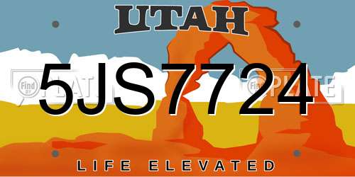 5JS7724 Utah License Plate
