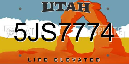 5JS7774 Utah License Plate
