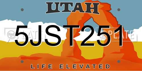 5JST251 Utah License Plate