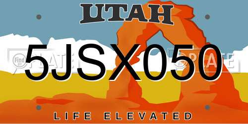 5JSX050 Utah License Plate