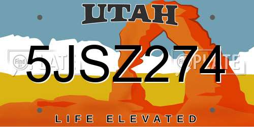5JSZ274 Utah License Plate