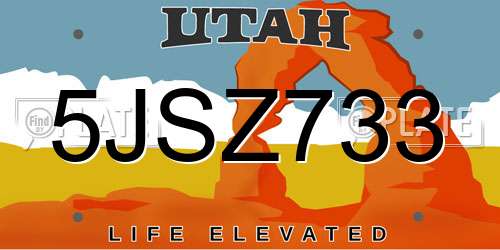 5JSZ733 Utah License Plate