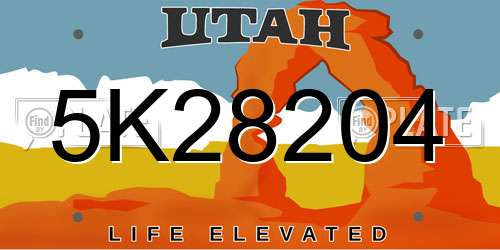 5K28204 Utah License Plate