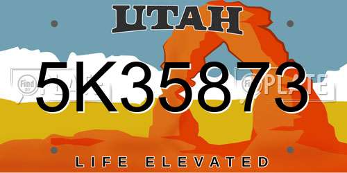 5K35873 Utah License Plate