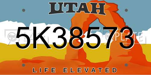 5K38573 Utah License Plate