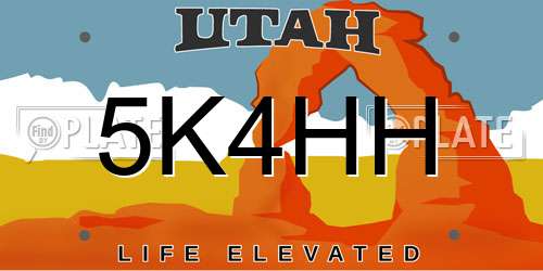5K4HH Utah License Plate