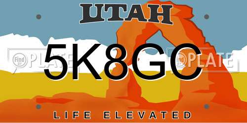 5K8GC Utah License Plate