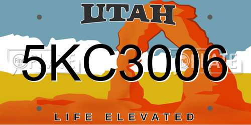 5KC3006 Utah License Plate