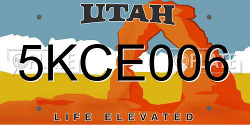 5KCE006 Utah License Plate