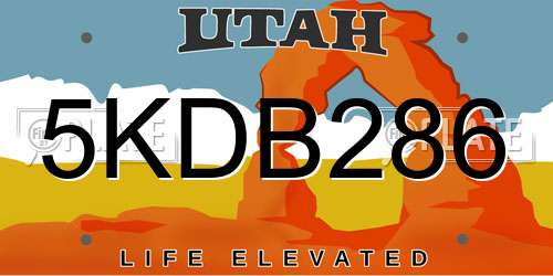 5KDB286 Utah License Plate