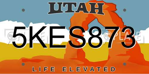 5KES873 Utah License Plate
