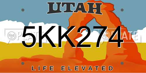 5KK274 Utah License Plate
