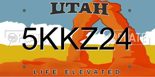 5KKZ24 Utah License Plate
