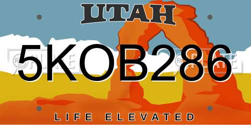 5KOB286 Utah License Plate