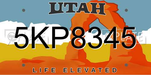5KP8345 Utah License Plate