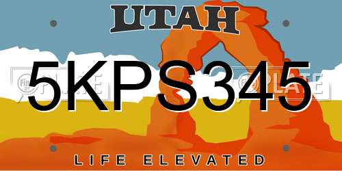 5KPS345 Utah License Plate