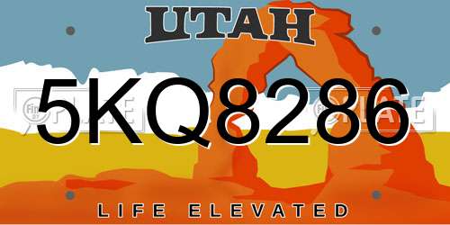 5KQ8286 Utah License Plate