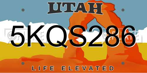 5KQS286 Utah License Plate