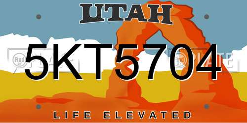 5KT5704 Utah License Plate