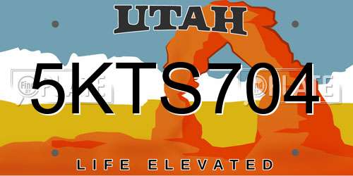 5KTS704 Utah License Plate