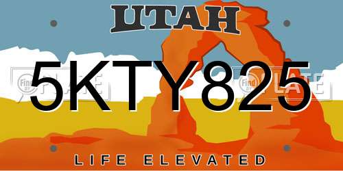 5KTY825 Utah License Plate
