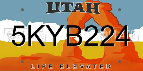 5KYB224 Utah License Plate