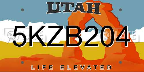 5KZB204 Utah License Plate