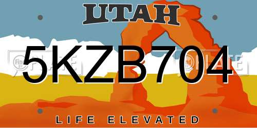 5KZB704 Utah License Plate
