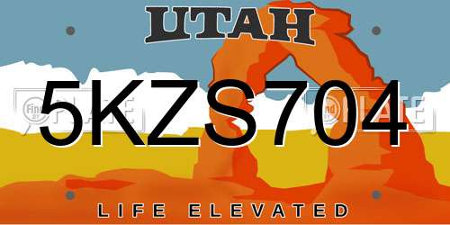 5KZS704 Utah License Plate