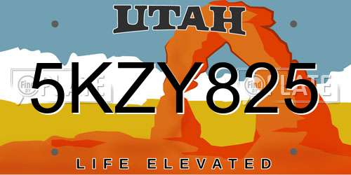 5KZY825 Utah License Plate