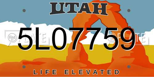 5L07759 Utah License Plate