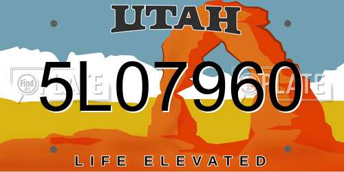 5L07960 Utah License Plate