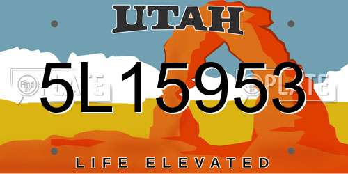 5L15953 Utah License Plate