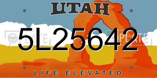 5L25642 Utah License Plate