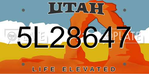 5L28647 Utah License Plate