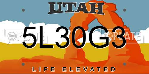 5L30G3 Utah License Plate