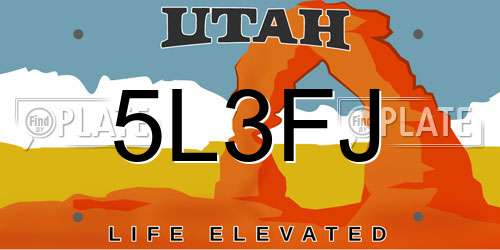 5L3FJ Utah License Plate