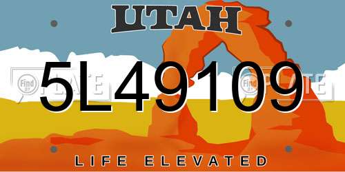 5L49109 Utah License Plate