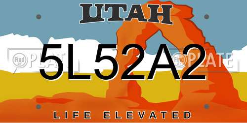 5L52A2 Utah License Plate