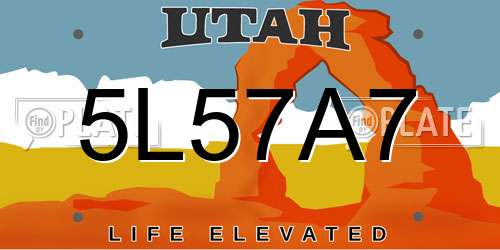 5L57A7 Utah License Plate