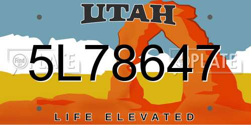 5L78647 Utah License Plate