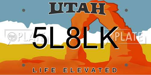 5L8LK Utah License Plate