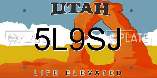 5L9SJ Utah License Plate