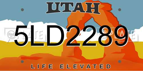 5LD2289 Utah License Plate