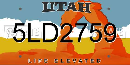5LD2759 Utah License Plate