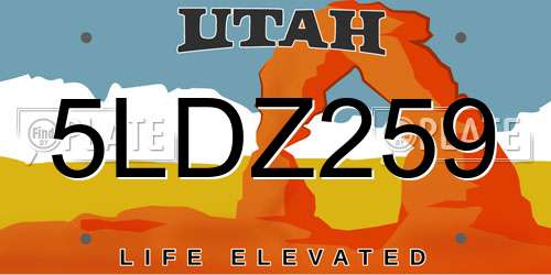 5LDZ259 Utah License Plate