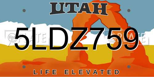 5LDZ759 Utah License Plate
