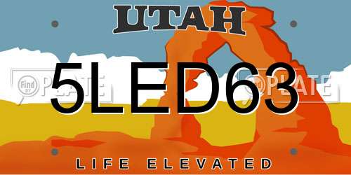 5LED63 Utah License Plate