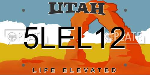 5LEL12 Utah License Plate
